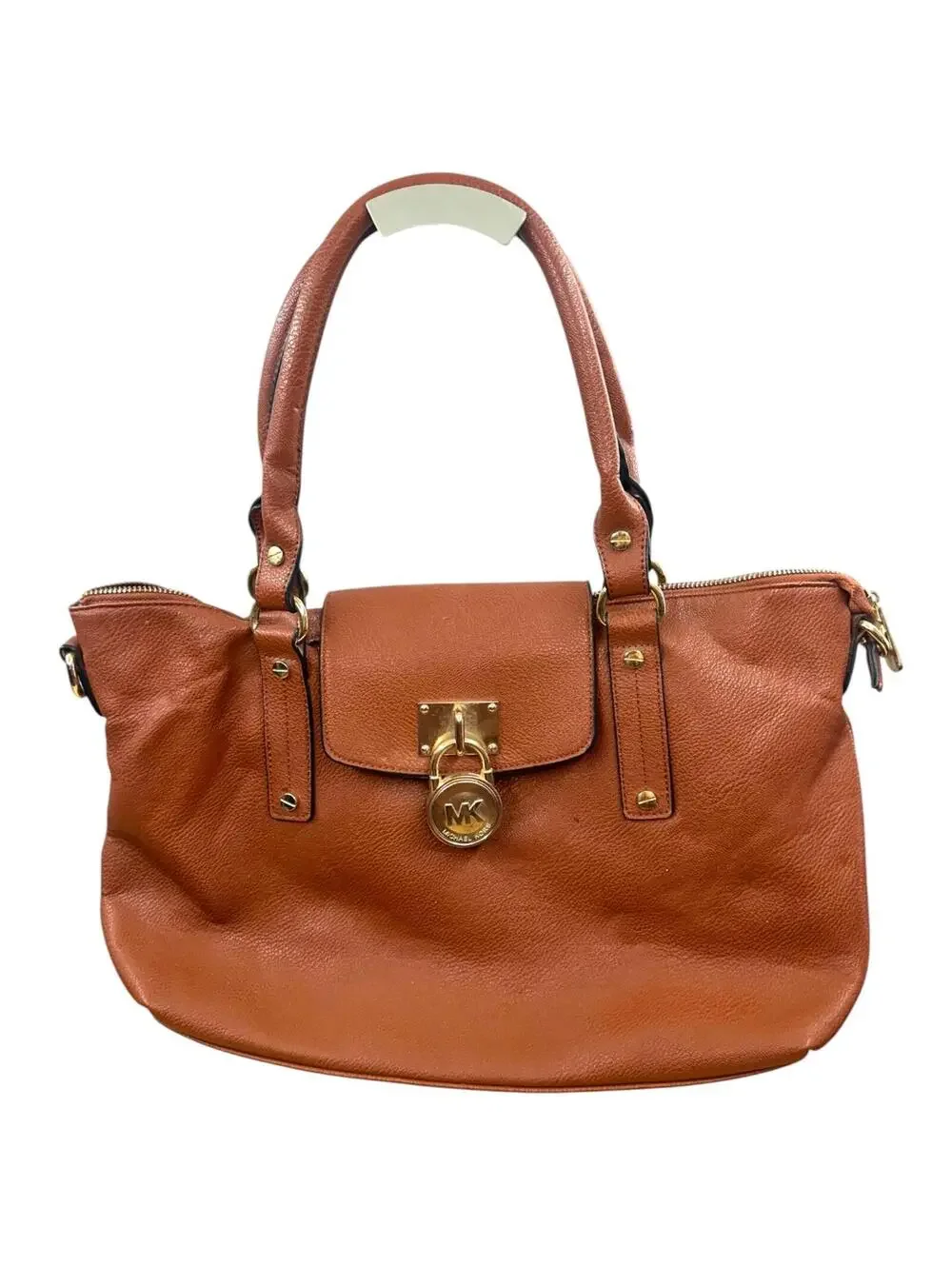 Michael Kors Hamilton Cognac Leather Shoulder Bag - Picture 2 of 8